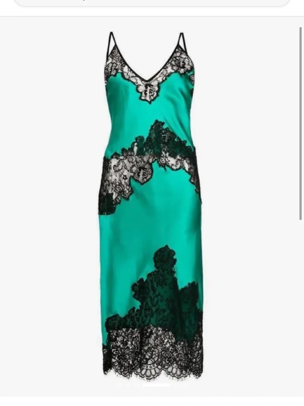 Fleur du Mal green silk Slip Dress with Black Lace Trim XS new - Picture 4 of 5